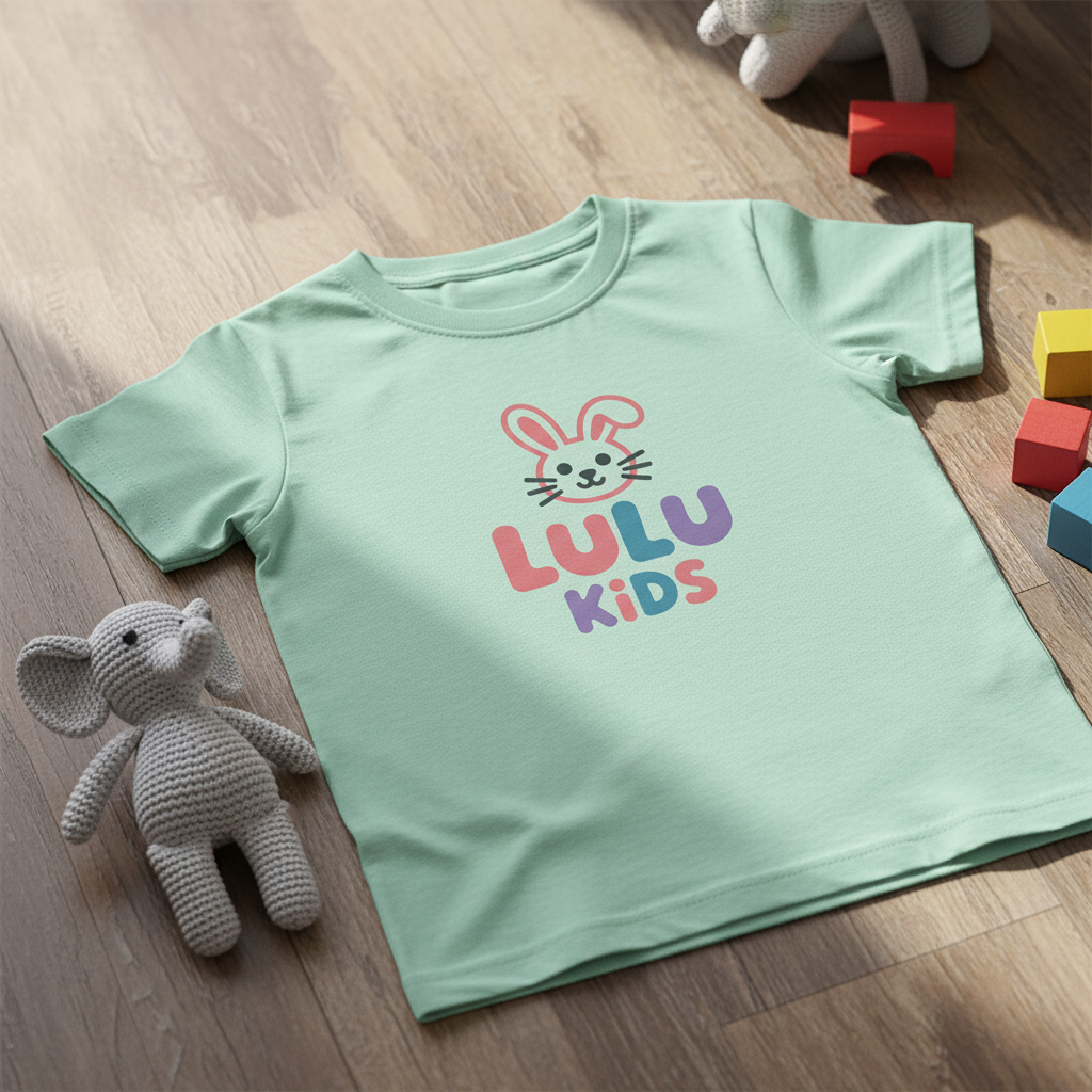 Cute Bunny Lulu Kids Logo - Playful & Whimsical Children's Brand Identity