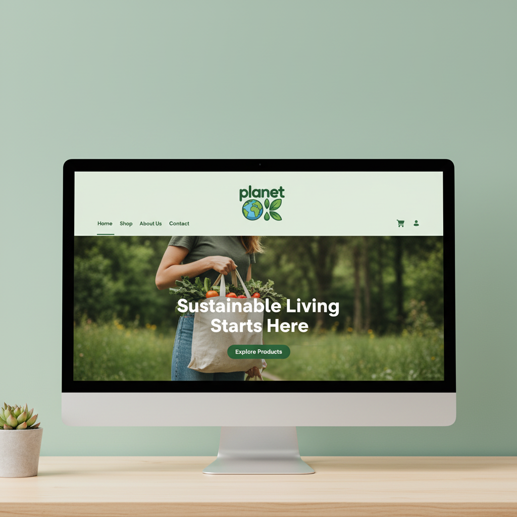 Planet OK" Eco-Friendly Logo Design - Sustainable Brand Identity