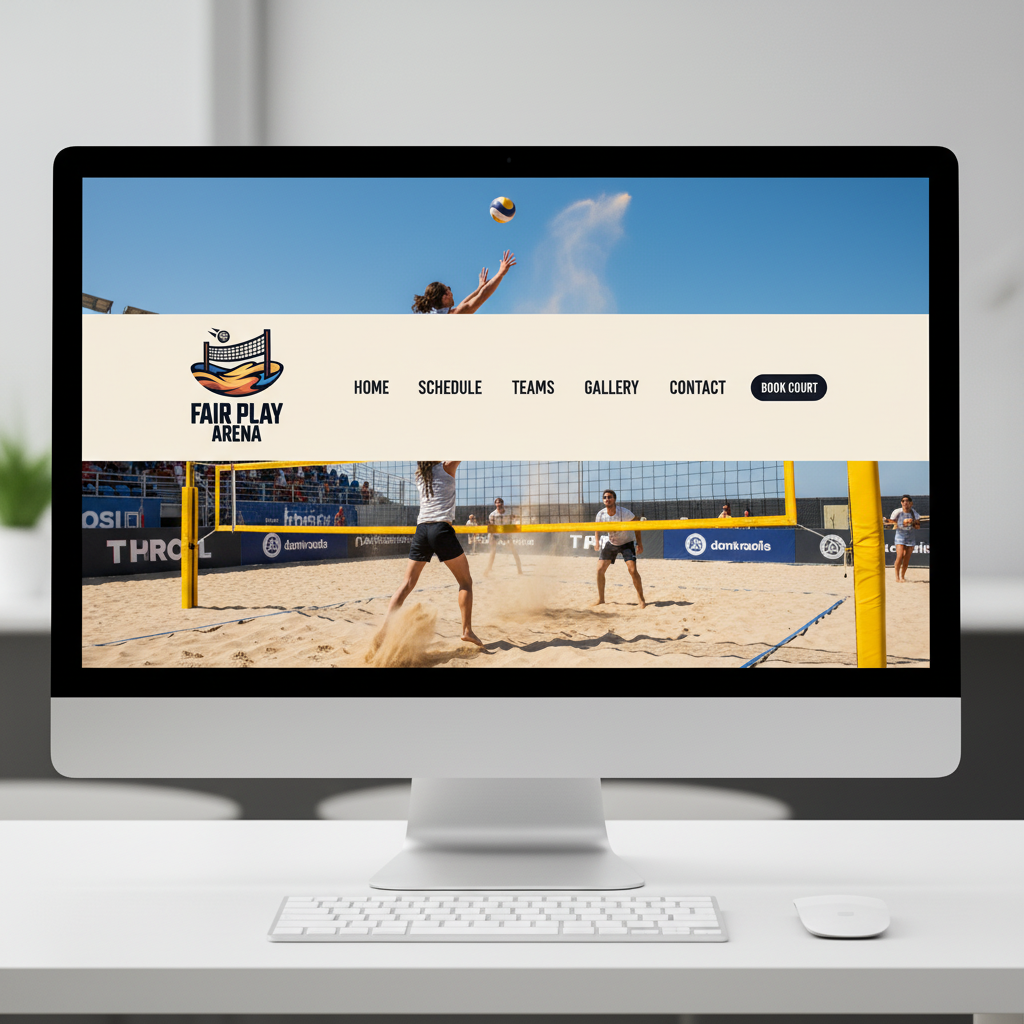 Dynamic Beach Volleyball Logo - Fair Play Arena | Sports Team & Event Branding