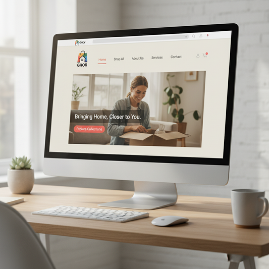 "Ghor" Home & Shopping Bag Logo - Modern, Colorful & Versatile Design