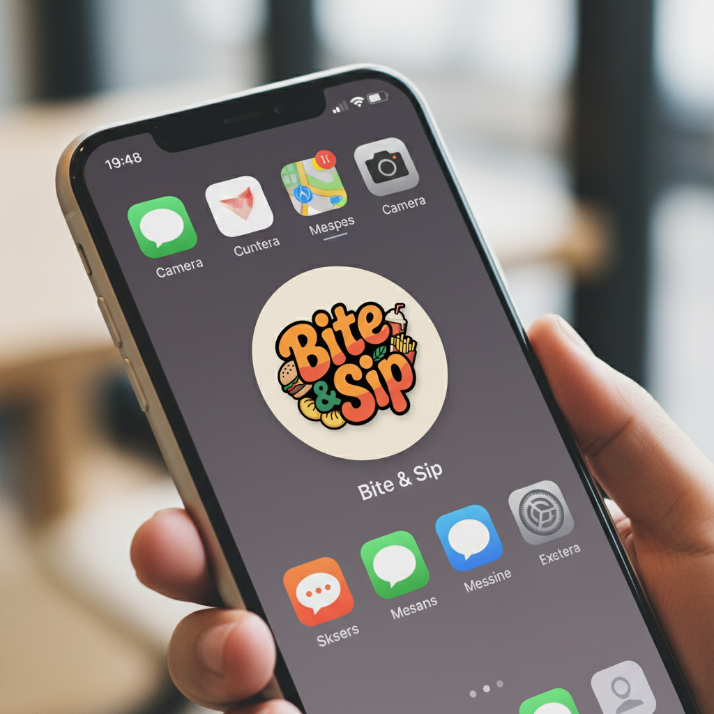 Bite & Sip" Fun Food & Drink Logo Design - Perfect for Restaurants, Cafes & Takeaways!