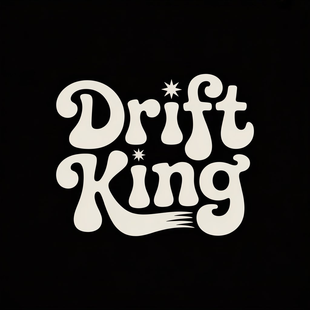 Drift King" Retro 70s Groovy Car Enthusiast Logo - Motorsport & Racing Vector Design