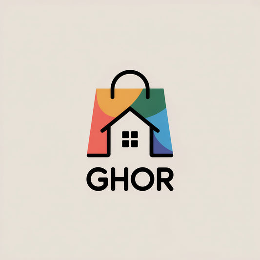 "Ghor" Home & Shopping Bag Logo - Modern, Colorful & Versatile Design