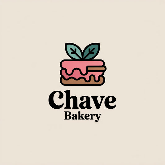 Cute Pink Cake & Leaves Bakery Logo Design - Customizable Shopify Store Branding