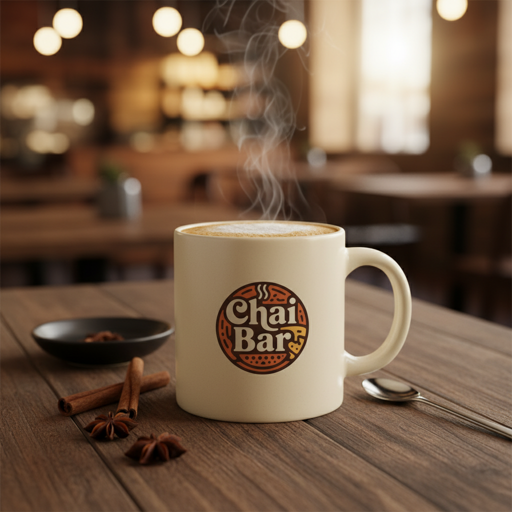 Chai Bar Logo - Cozy Cafe & Beverage Branding