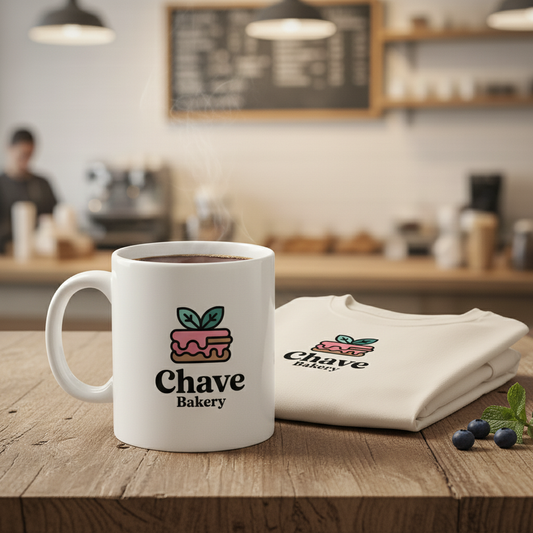 Cute Pink Cake & Leaves Bakery Logo Design - Customizable Shopify Store Branding