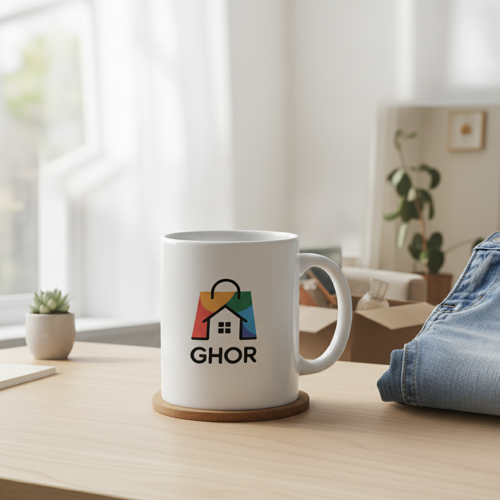 "Ghor" Home & Shopping Bag Logo - Modern, Colorful & Versatile Design