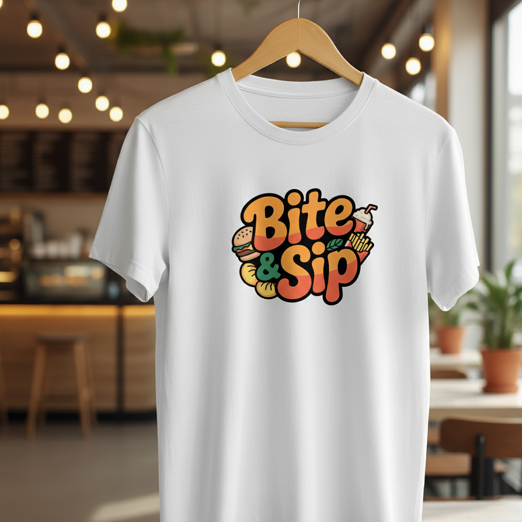 Bite & Sip" Fun Food & Drink Logo Design - Perfect for Restaurants, Cafes & Takeaways!