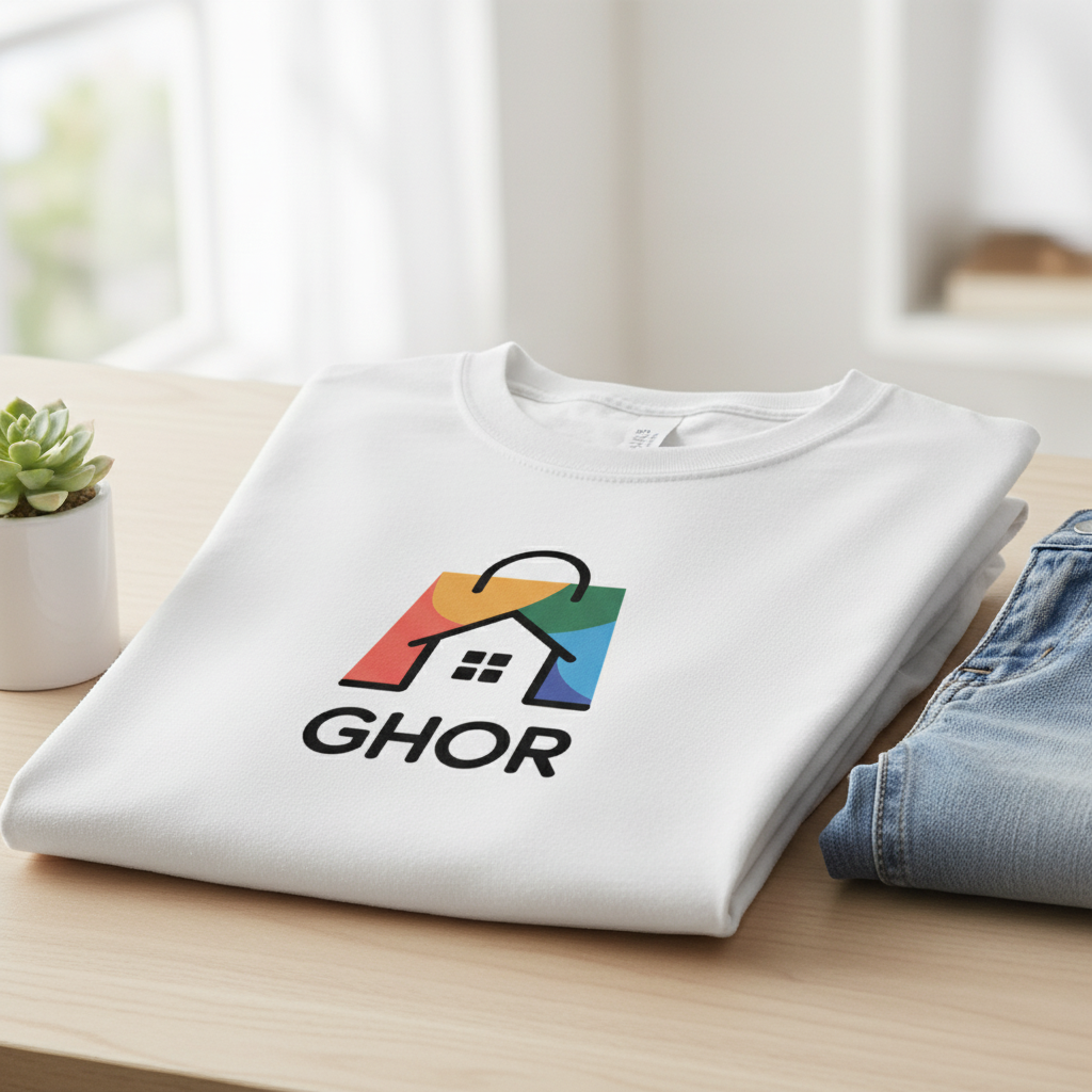 "Ghor" Home & Shopping Bag Logo - Modern, Colorful & Versatile Design