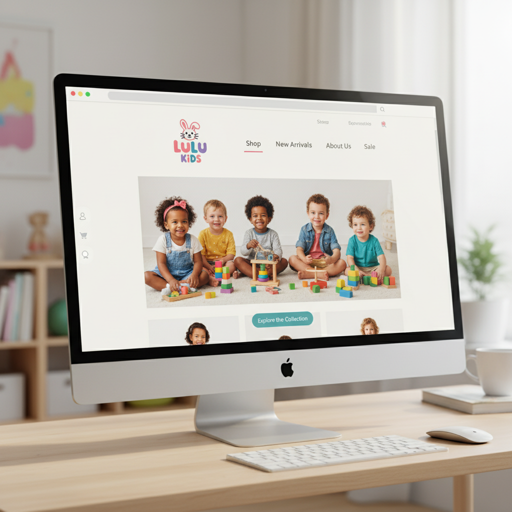 Cute Bunny Lulu Kids Logo - Playful & Whimsical Children's Brand Identity